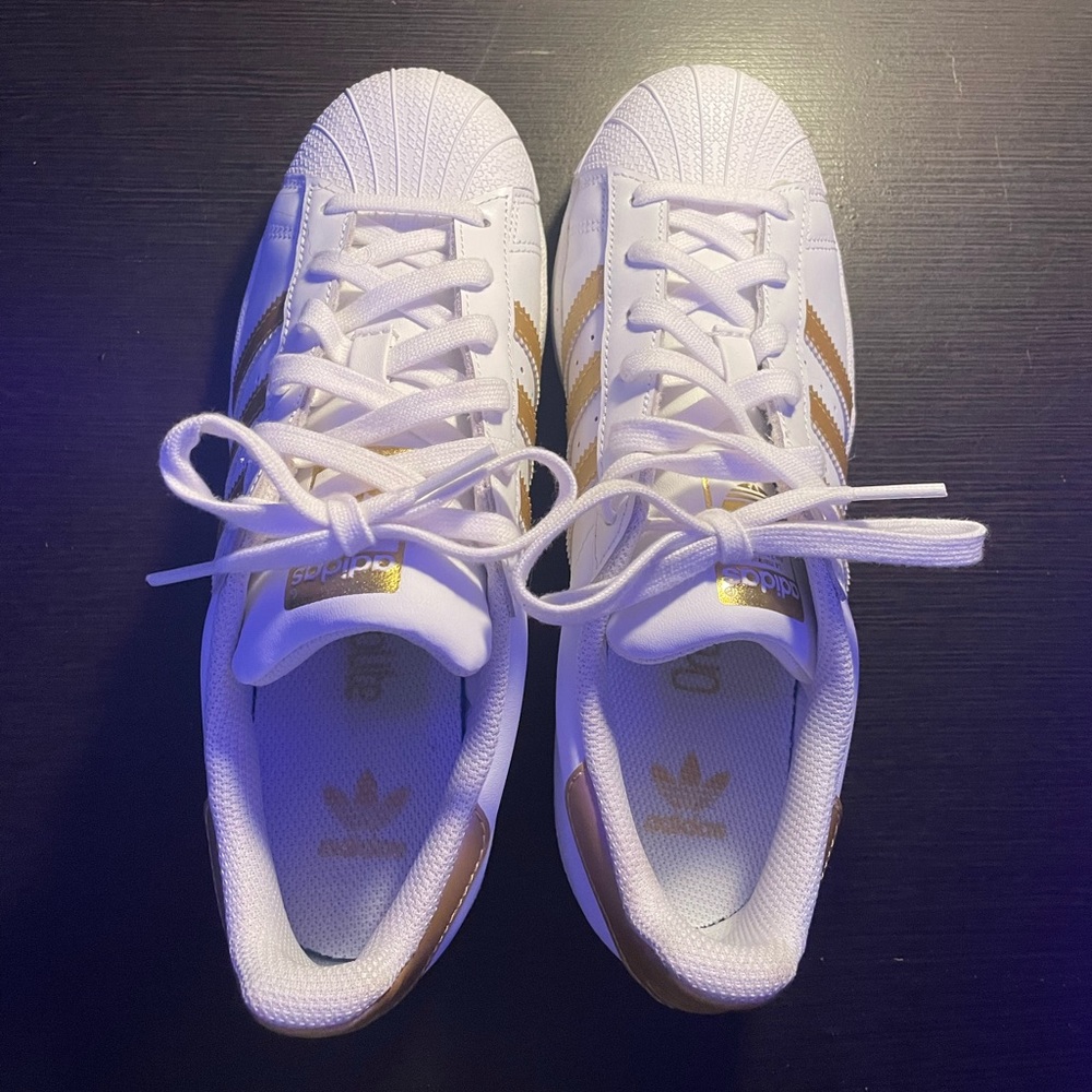 Gold striped Adidas